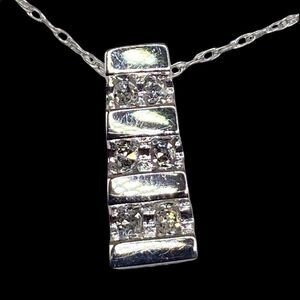 10k gold genuine 6 diamond pendant 16” chain marked yesterday today tomorrow